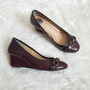 Nurture wedges red & black with rose gold size 7